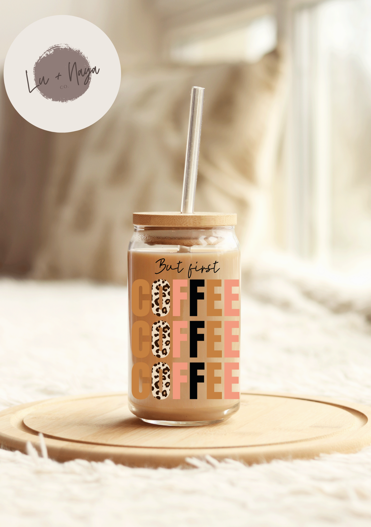 “But First Coffee” 16oz Glass Cup
